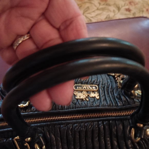 Coach Black Satchel with Gold Hardware and Textured Leather - Picture 5 of 10